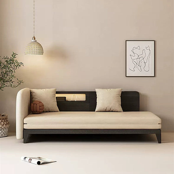 Pull Out Sofa Bed with Backrest and Single Armrest-smoky color
