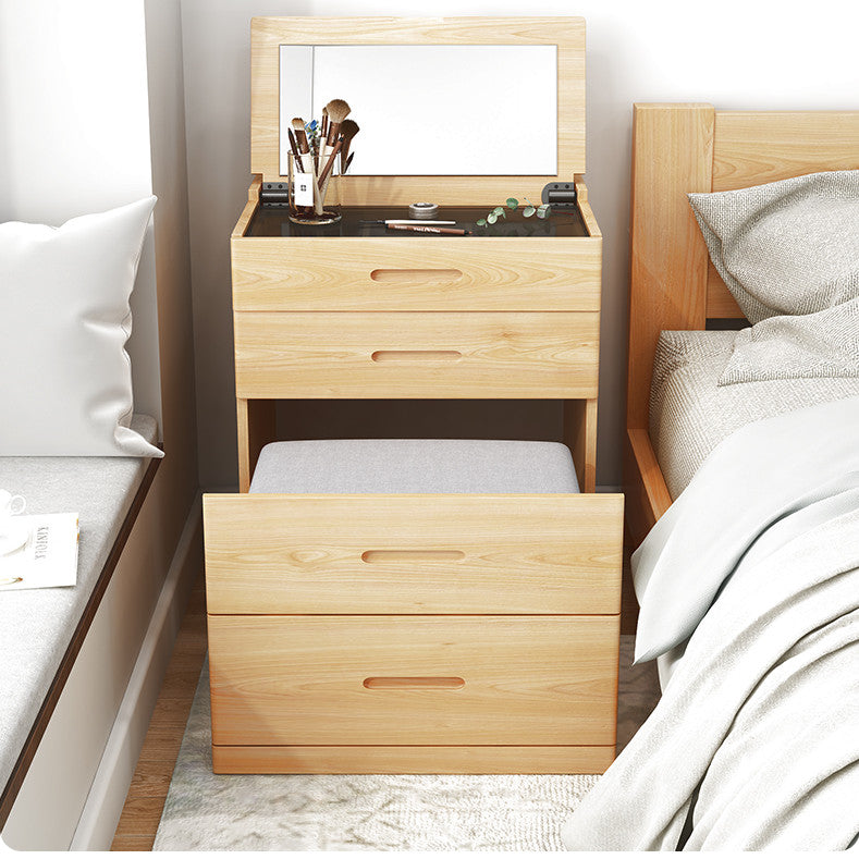 nordic modern mini dressing table Nordic Modern Bedroom Small Family Furniture Vanity Makeup 2 Drawers Mirrored Dressing Table