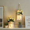 Mason Jars Sconce with Artificial Flowers and LED Strip Lights Design  (Set of 2)