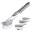 Automatic Soap Dispensing Dish Brush with Replacement Head (1 Bristles +3 Sponge Heads)