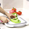 Collapsible Cutting Board with Colander - Foldable Multi-function Kitchen Plastic Silicone Dish Tub