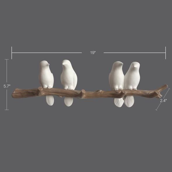 Birds On Tree Branch Decor Wall Mounted Coat Rack with Hooks