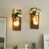 Mason Jars Sconce with Artificial Flowers and LED Strip Lights Design  (Set of 2)