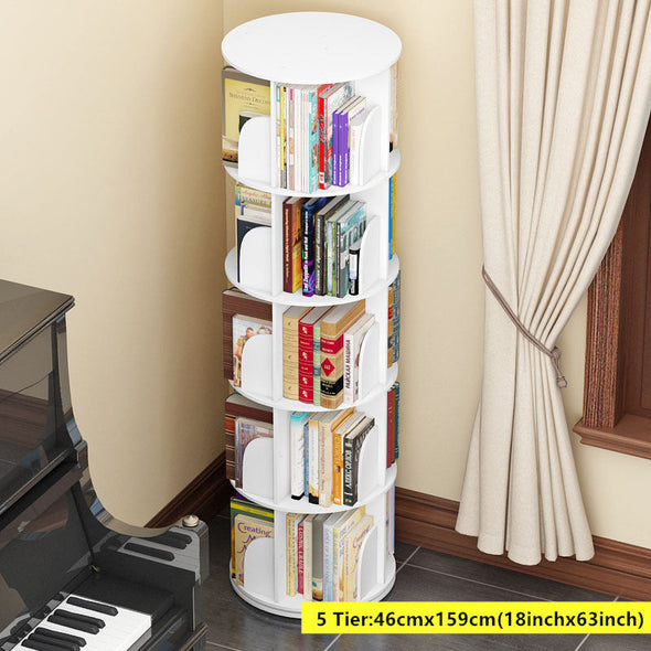 Rotating Stackable Shelves Bookshelf Organizer- 5 tier
