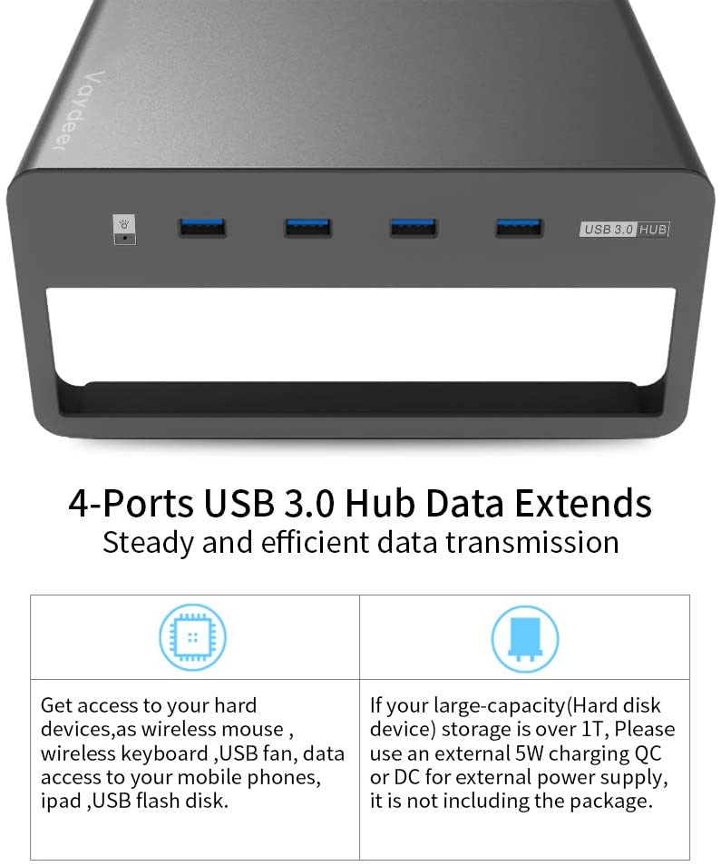 4 Ports USB 3.0 Aluminum Monitor Riser – SPS FURNTIURE