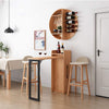 Folding Retractable Wine Bar Table With WALL Mounted Round Wine Shelf(no chairs)