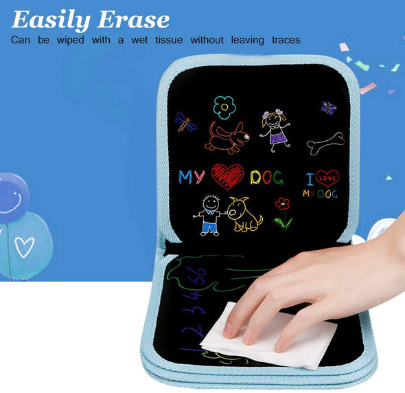 Portable Erasable Drawing Pad with 12 Colored erasable pens