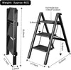 Aluminum Lightweight Folding 3 Step  Ladder with Anti-Slip and Wide Pedal for Home and Kitchen Space Saving
