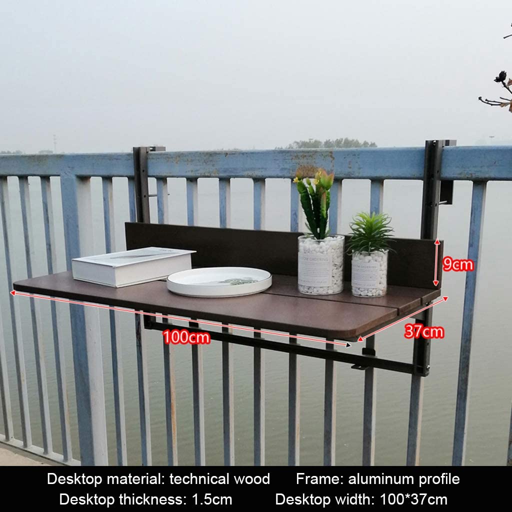 FURNIKNA Balcony Bar Table For Railings, Balcony Railing Hanging Table Folding Balcony Table
