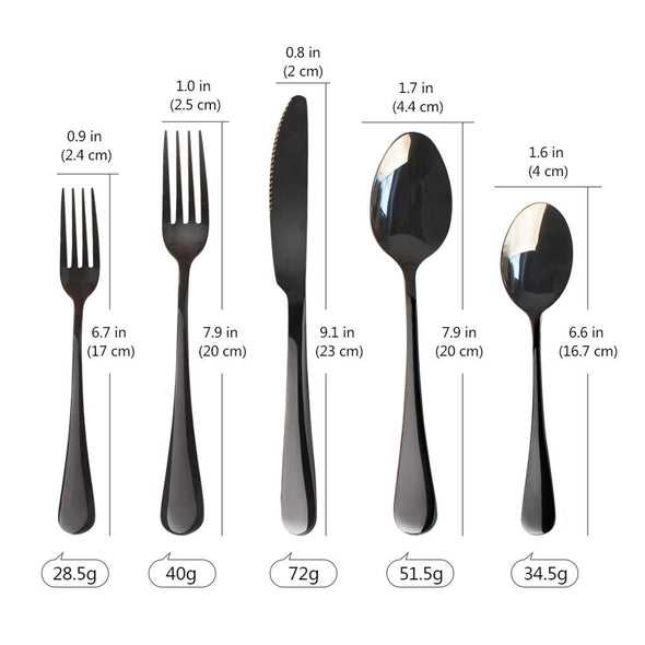 20-Piece Black Stainless Steel Flatware Cutlery Set for 4