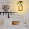 Mason Jars Sconce with Artificial Flowers and LED Strip Lights Design  (Set of 2)