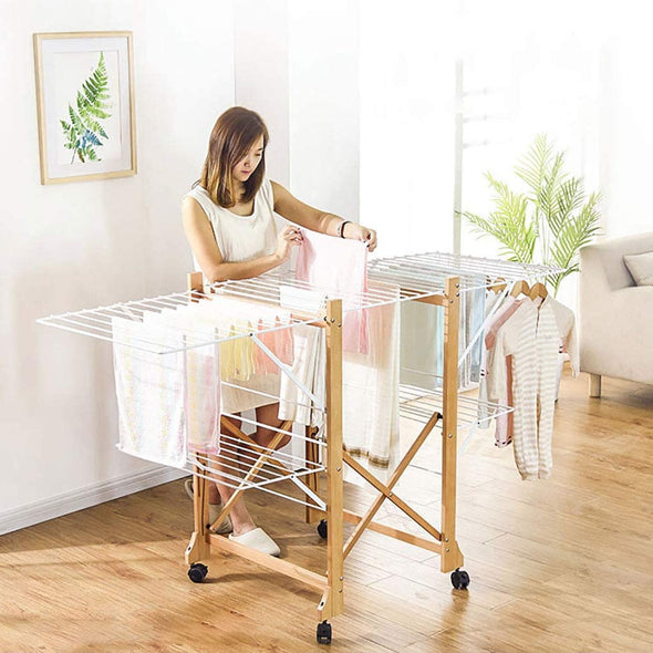Wooden Folding Space Saving Clothes Drying Rack