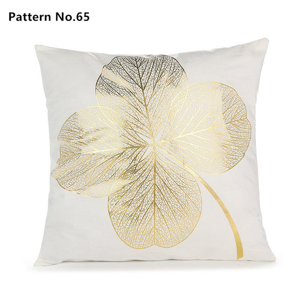 Gold Foil Throw Pillow Case Cushion Cover 18 x 18 inches 45 x 45 cm(Pattern No.50~67)