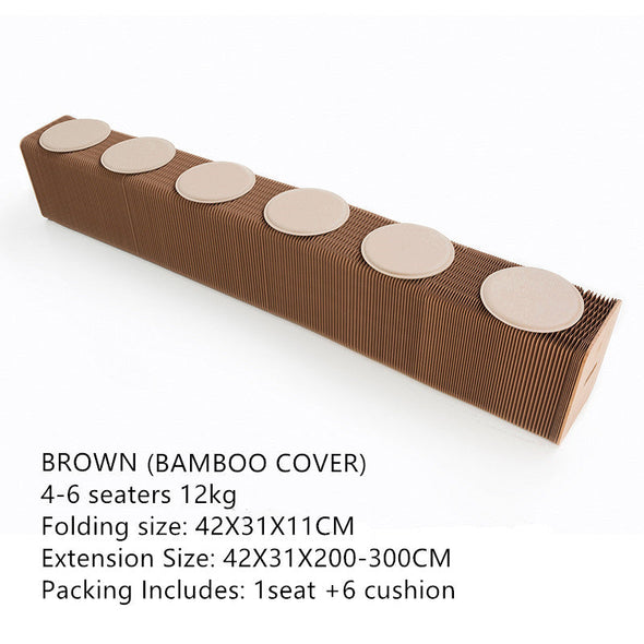 Foldable and Expandable Accordion Kraft Paper Bench Brown 4-6 Seaters