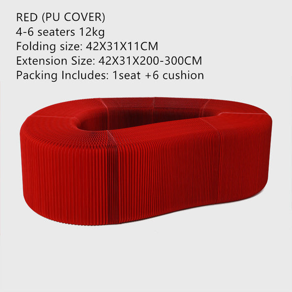 Foldable and Expandable Accordion Kraft Paper Bench Red 4-6 Seaters