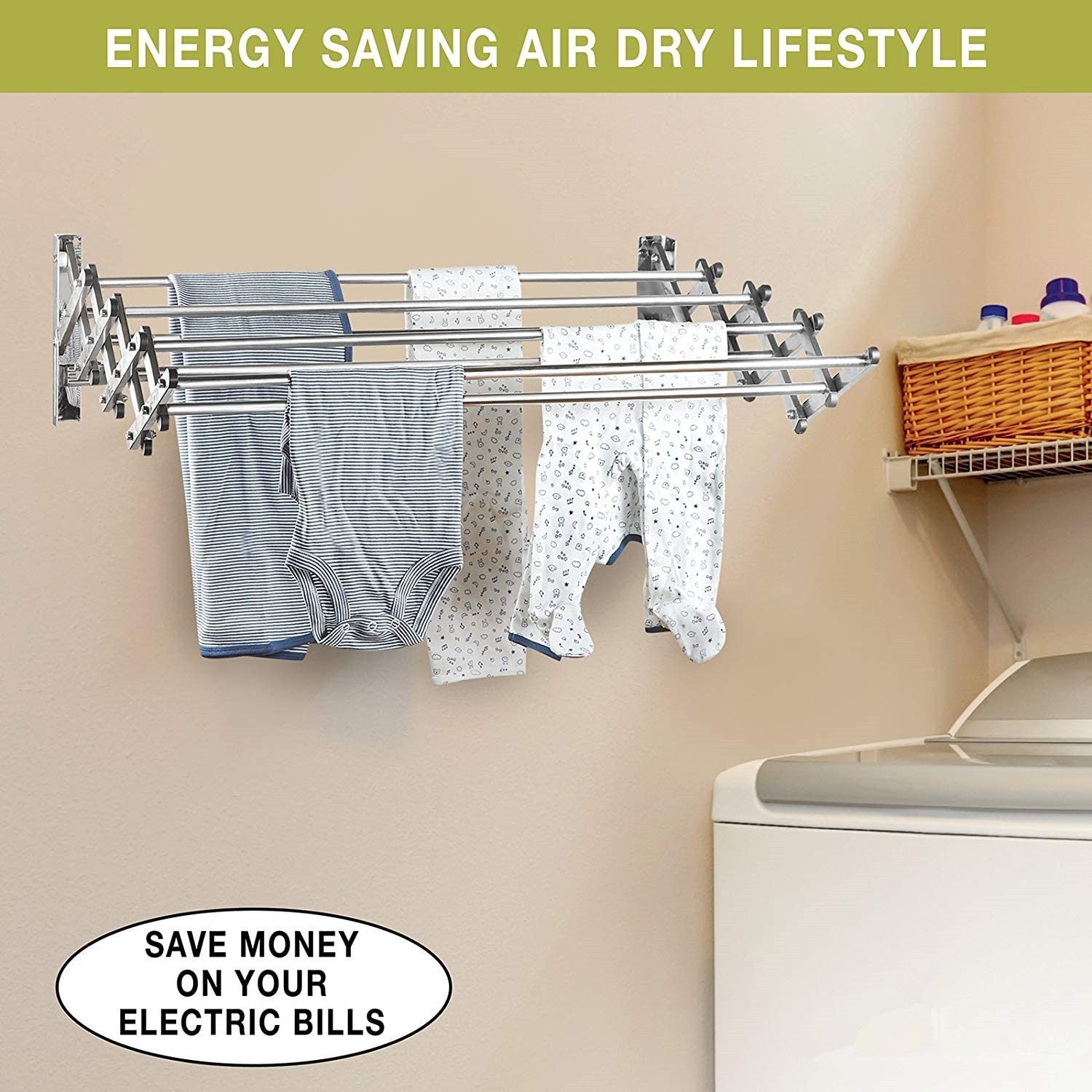 Stainless Steel Wall Mounted Collapsible Laundry Clothes Drying Rack