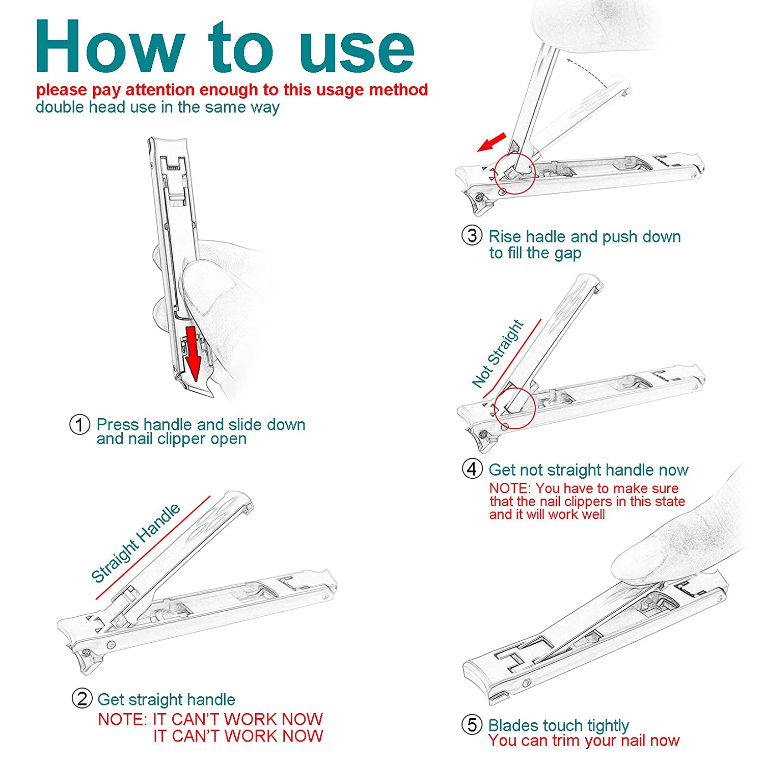 Portable Nail Clippers for Thick Nails Ultra Slim Folding Safety Lock Wide  Jaw Opening Cutter with File Travel Double Head Curved and Bevel Trimmer  for Toenail Fingernail (Rainbow with File) 