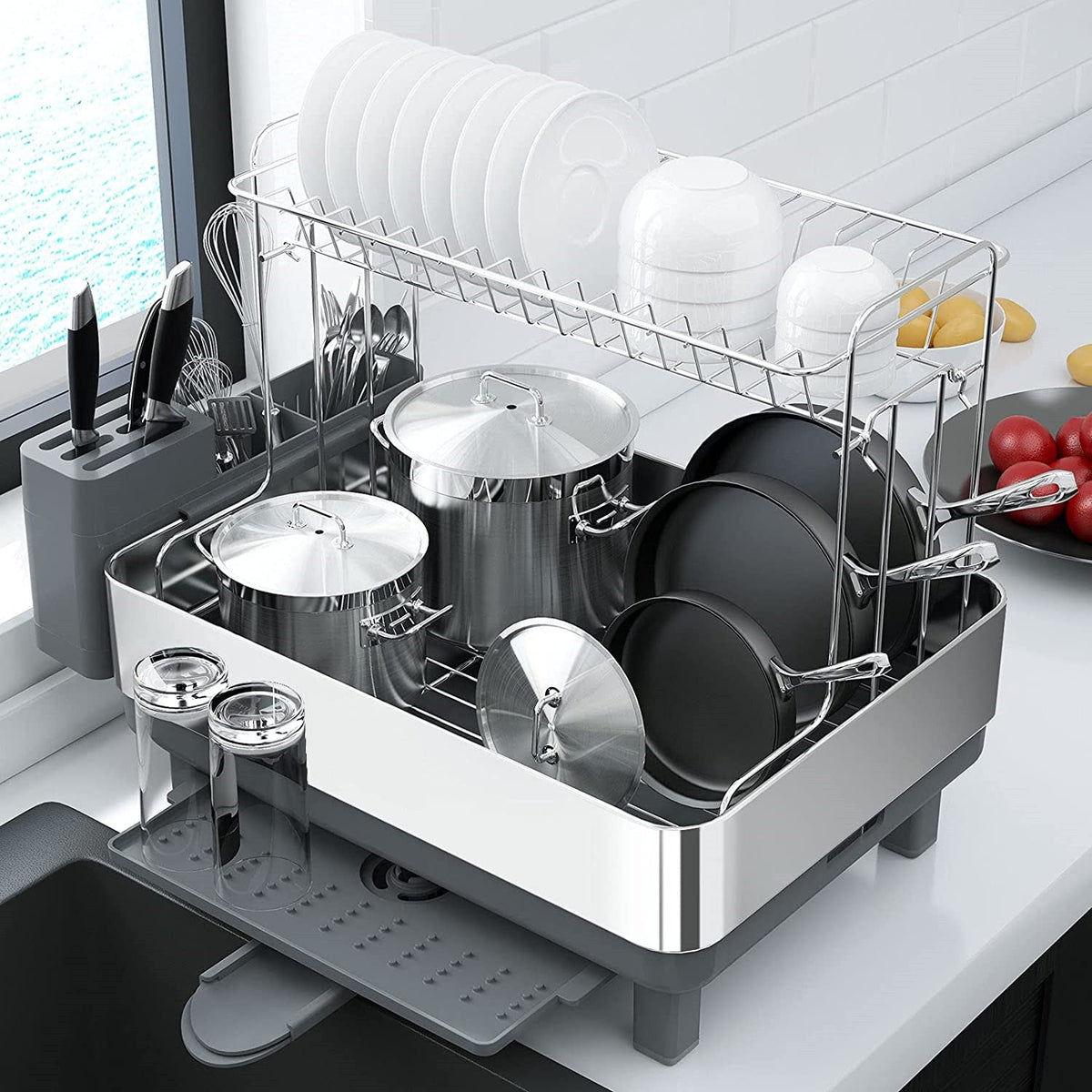 Double Layer Stainless Steel Dish Drying Rack – SPS FURNTIURE