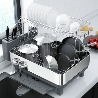 dish drying rack with drainboard