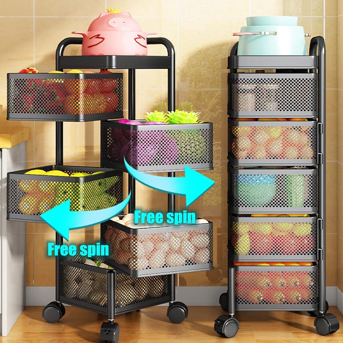 Multi- Layer Rotating Kitchen Storage Rack with Universal Wheels – SPS ...