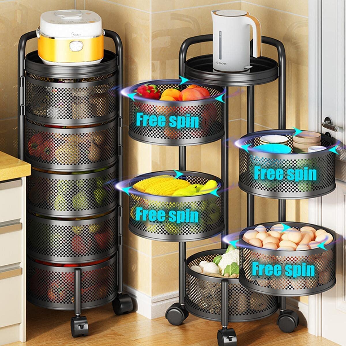 Multi- Layer Rotating Kitchen Storage Rack with Universal Wheels – SPS ...