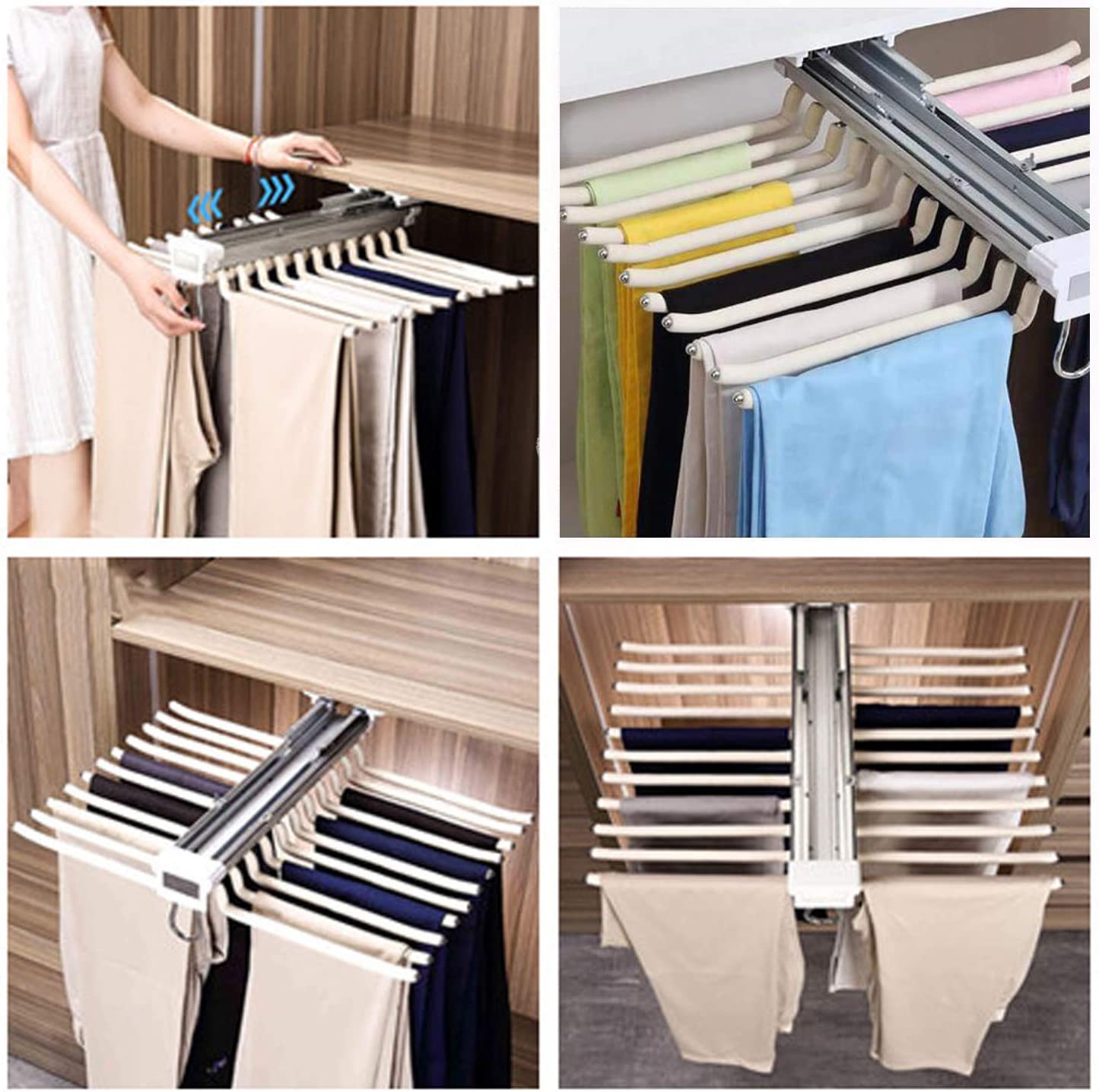 Pant Rack Length Space Saving 22 Arms Steel Pull Out Pants Rack for Closet – SPS FURNTIURE