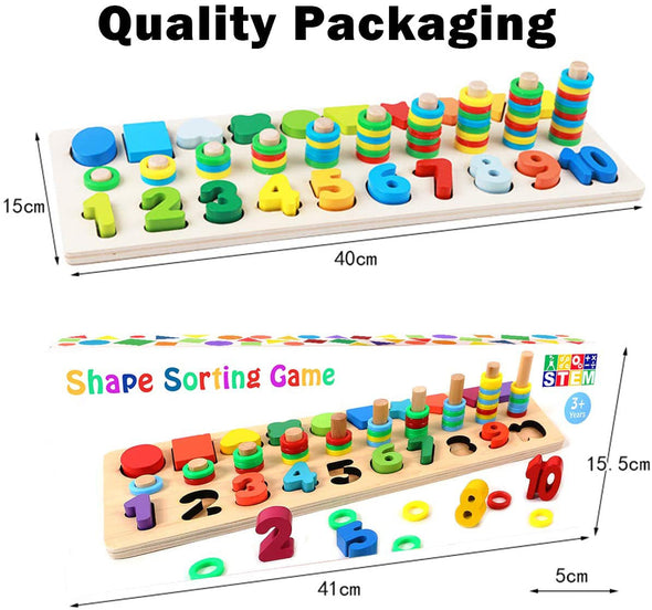 Wooden Number Puzzle Sorting Toys for Toddlers