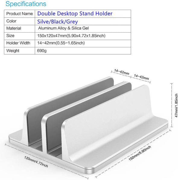 Double Desktop Stand Holder with Adjustable Dock
