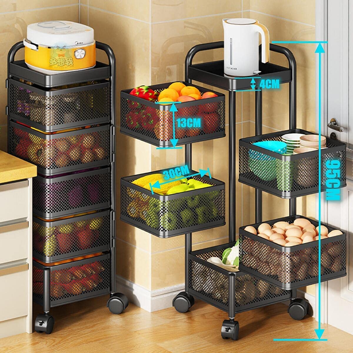 Multi- Layer Rotating Kitchen Storage Rack with Universal Wheels – SPS ...
