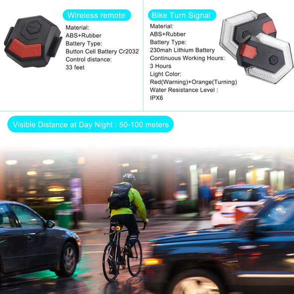 Bicycle Lights Night Wireless Remote Control Turn Signal Taillight USB Rechargeable Multifunction Outdoor Light 2 Taillight