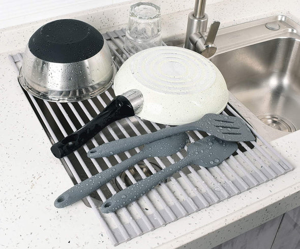 roll up dish drying rack over the sink