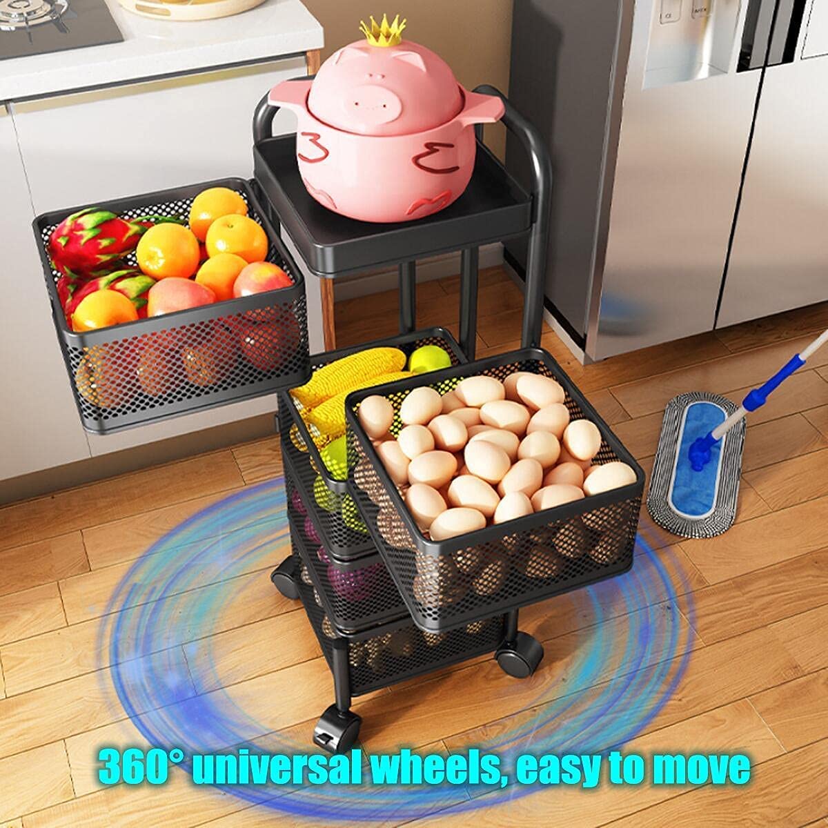 Multi- Layer Rotating Kitchen Storage Rack with Universal Wheels – SPS ...