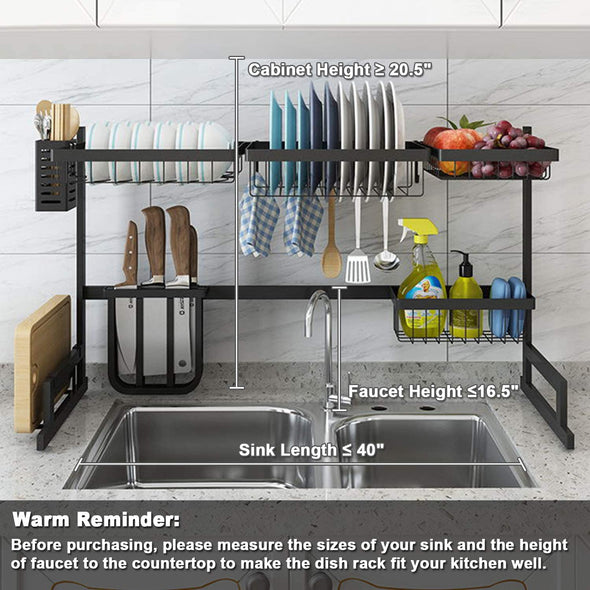 Adjustable Stainless Steel Dish Drying Rack Over Sink