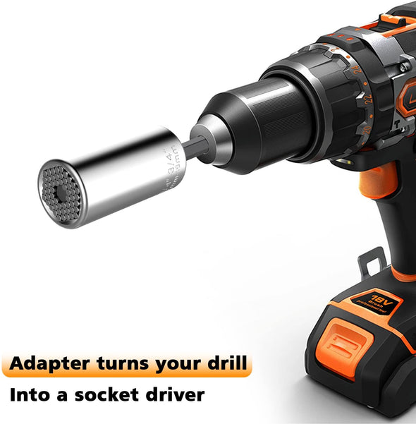 7mm to 19mm  Universal Sockets Metric Wrench Power Drill Adapter Set-2PACK