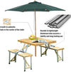 Portable Foldable Camping Picnic Table with Seats Chairs and Umbrella Hole-Wood