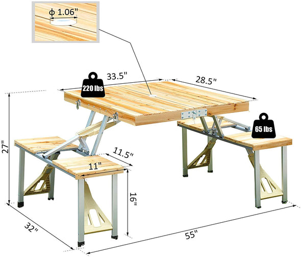 Aluminium Alloy Outdoor Camping Picnic Table Integrated Folding Table and Chair