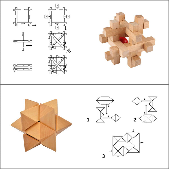 Brain Teasers Toy-3D Wooden Cube Puzzle
