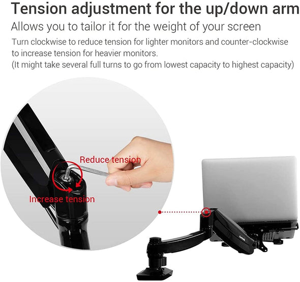 2 in 1 Laptop and Monitor Desk Mount with Swivel Gas Spring arm