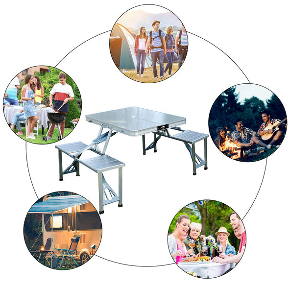 Aluminium Alloy Outdoor Camping Picnic Table Integrated Folding Table and Chair