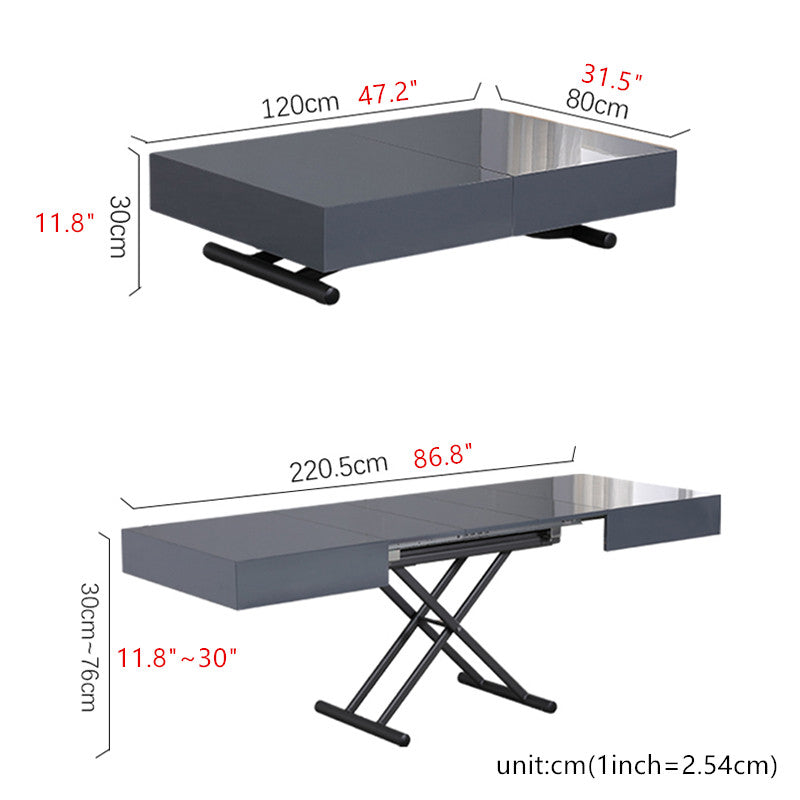 2-in-1 Transformable Dining Table & Coffee Table with Up and Down Mech ...