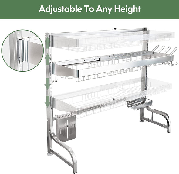 height adjustable dish drying rack over the sink