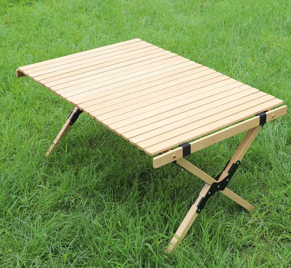 cake roll wooden picnic table