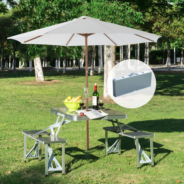 Aluminium Alloy Outdoor Camping Picnic Table Integrated Folding Table and Chair