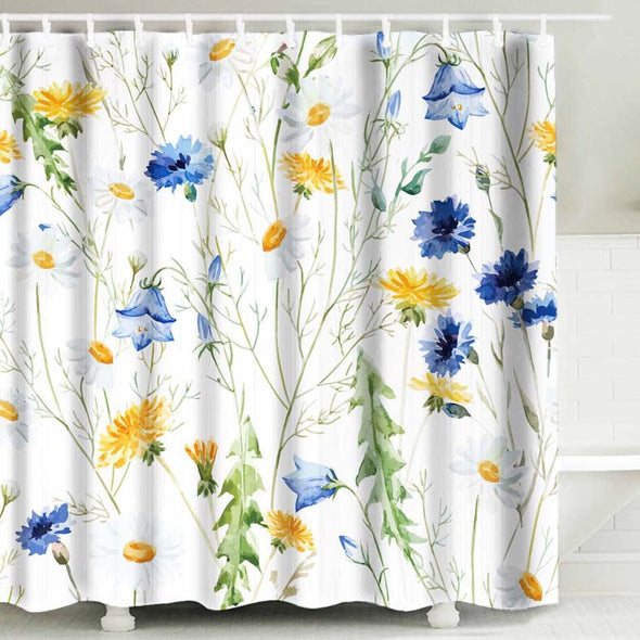 Leaves and Flowers  Bathroom Shower Curtains