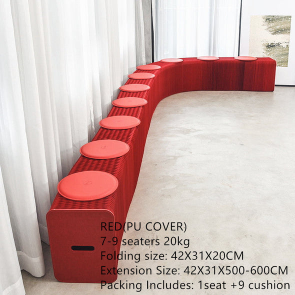 Foldable and Expandable Accordion Kraft Paper Bench Red 7-9 Seaters