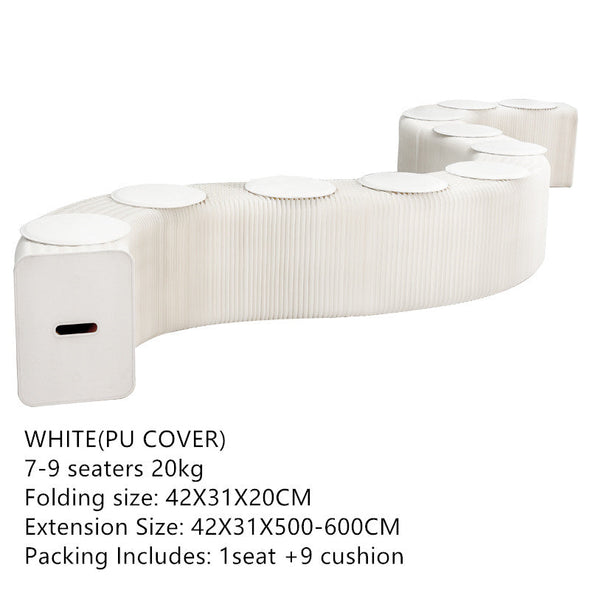 Foldable and Expandable Accordion Kraft Paper Bench White 7-9  Seaters