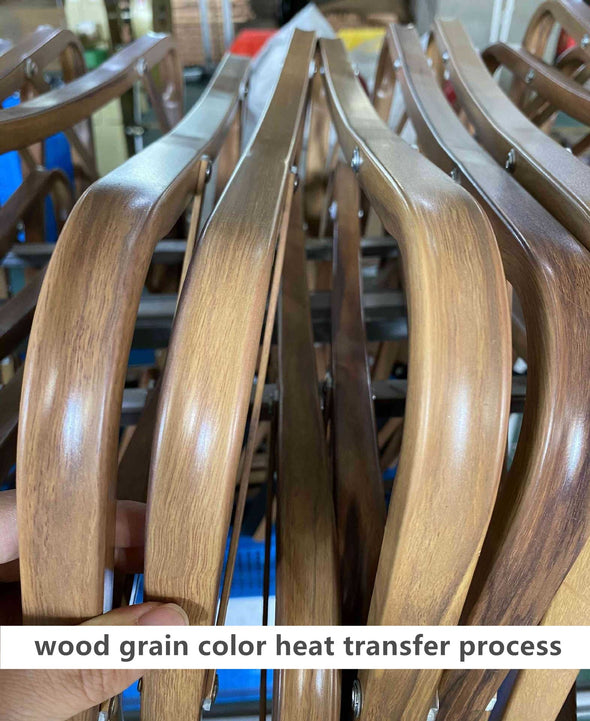 Wood Grain Heat Transfer Process Aluminum Folding Portable Kermit Chair