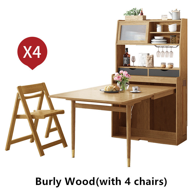 Space Saving Foldable and Extendable Side Table with Hutch Cabinet ...