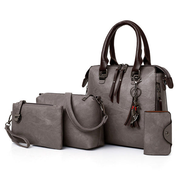 New 4pcs/Set Women Composite Bags  Female PU Leather Shoulder Messenger Bags Tote Bag Bolsa