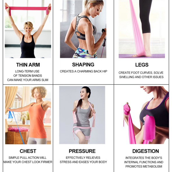 5 Colors Long Exercise Bands for Arms, Shoulders, Legs and Butt